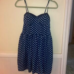 Navy/White Polka Dot Sweetheart Dress with Pockets Size Medium